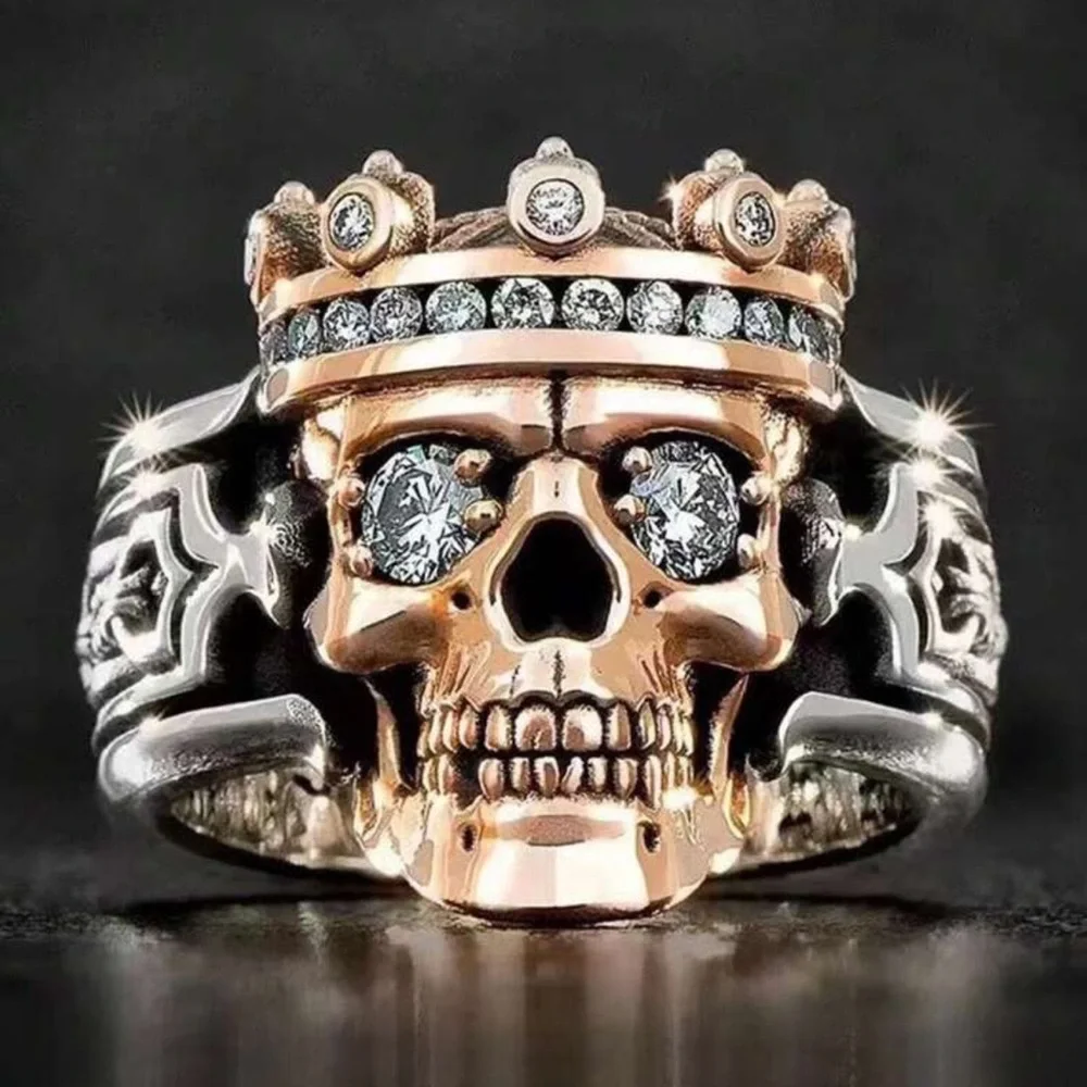 King Skull Ring, Skull Crown Ring, Crowned Skull Ring, Skeleton Ring